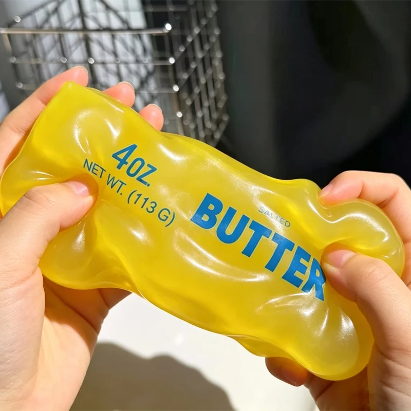 hot Moldable Butter Stick Squishy Toy Vaseline Filled Stress Relief Butter Cheese Bar Squeeze Fidget Toy Decompression Vent Toy