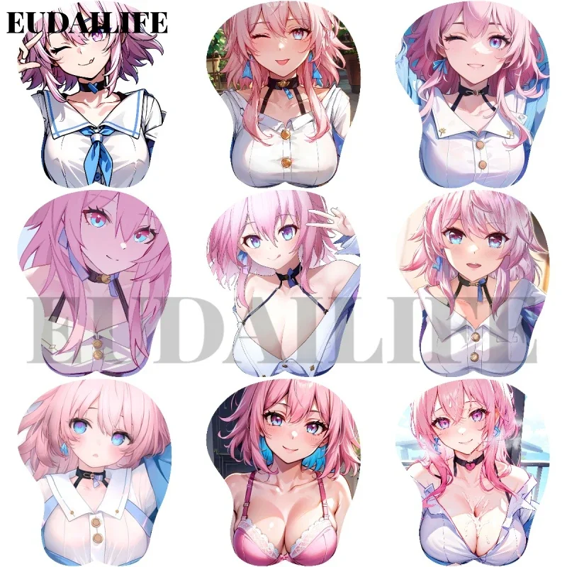 

Коврик для мыши 7 марта Honkai Star Rail 3D Подставка для рук и запястий Коврик для мыши Силиконовый коврик для груди Oppai Мягкий коврик для мыши Офисная работа Подарок отаку