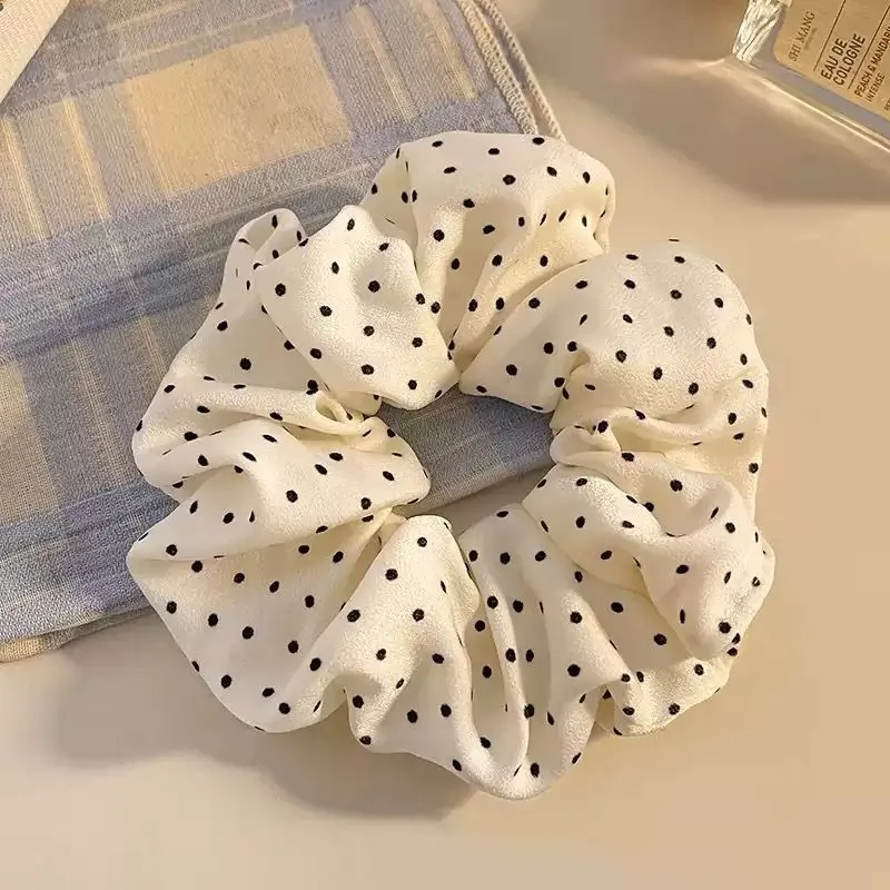 2026 Elegant Hair Scrunchies Women Minimalist Simulation Silk HairTies Wave Point Elastic Hairhoop Ponytail Hair Accessories