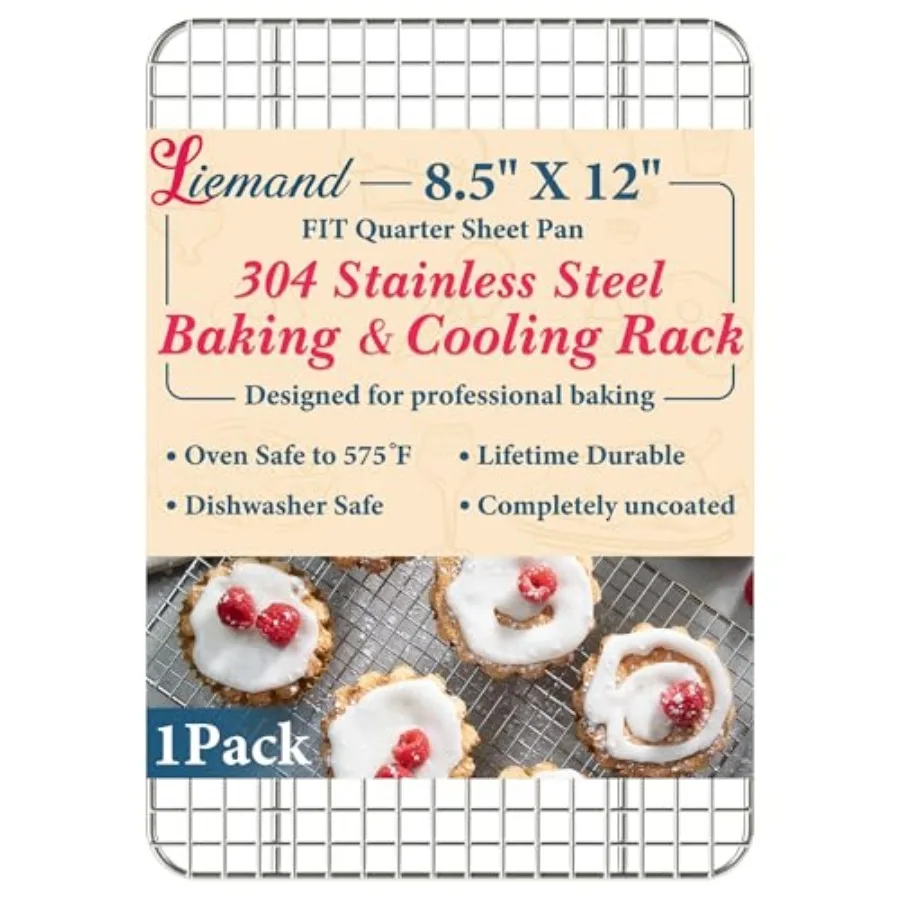 

Cooling Racks for Cooking and Baking - 8.5"x12" Oven Safe Premium Stainless Steel Heavy Duty Baking Rack Tight-Wire, Fits Quart