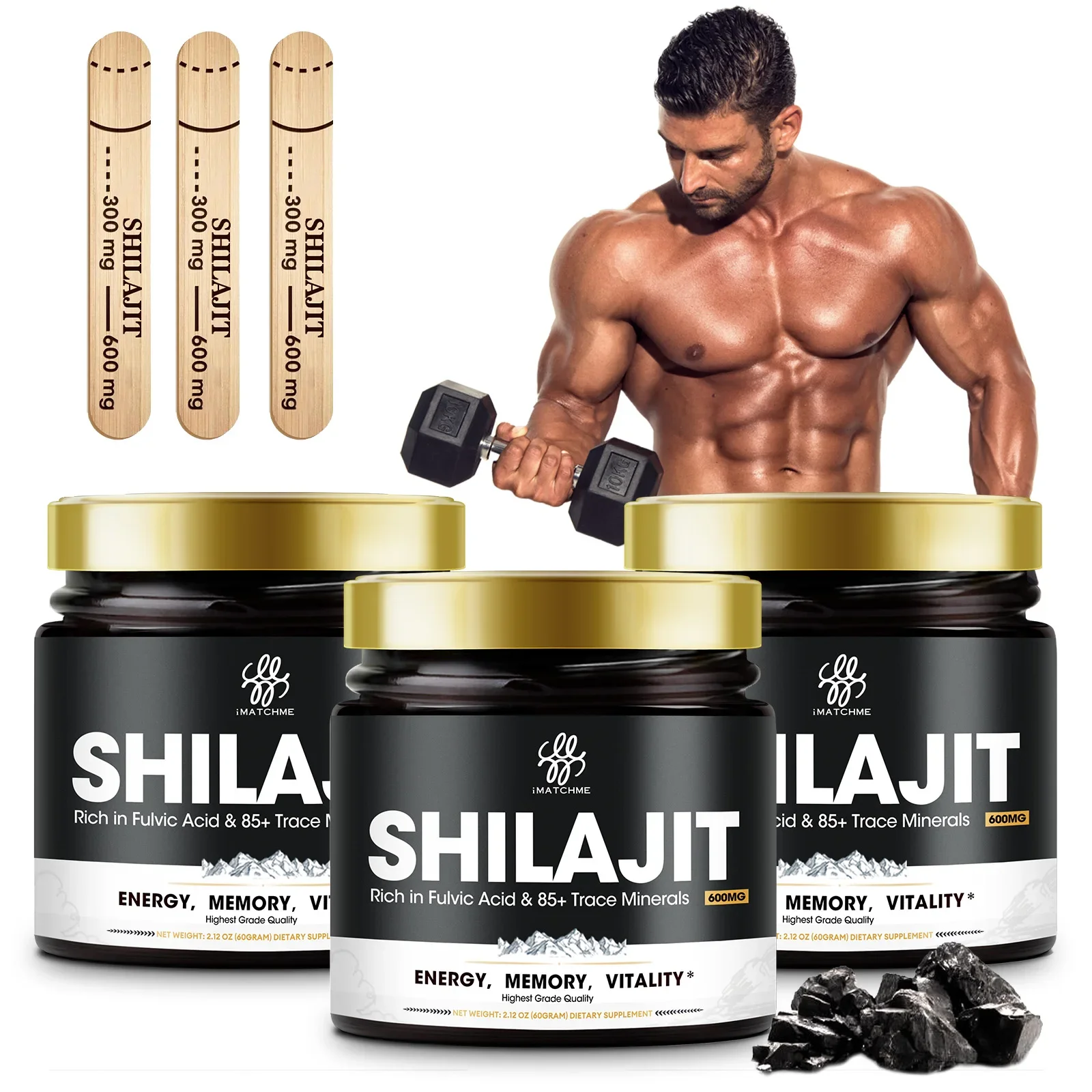 Kostenloser Versand authentisches veganes reines Shilajit-Harz mit 50% Fulvin säure für Energie, Immunität, Fokus, Gehirn für Männer und Frauen