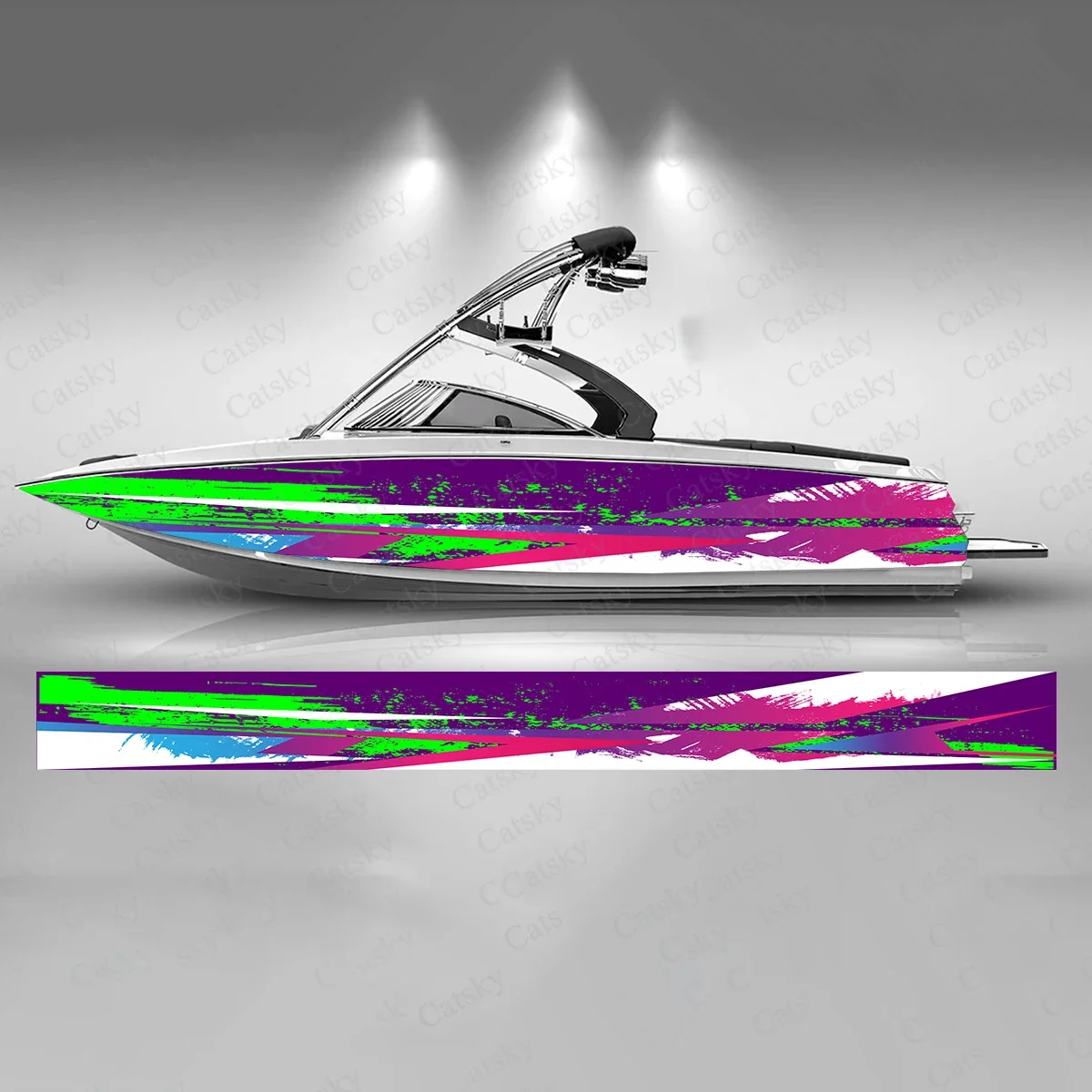 Colorful Graffiti Boat Sticker Fashion Custom Fish Boat-Sticker Vinyl Waterproof Boat Wrap Graphic Boat Wrap Decal