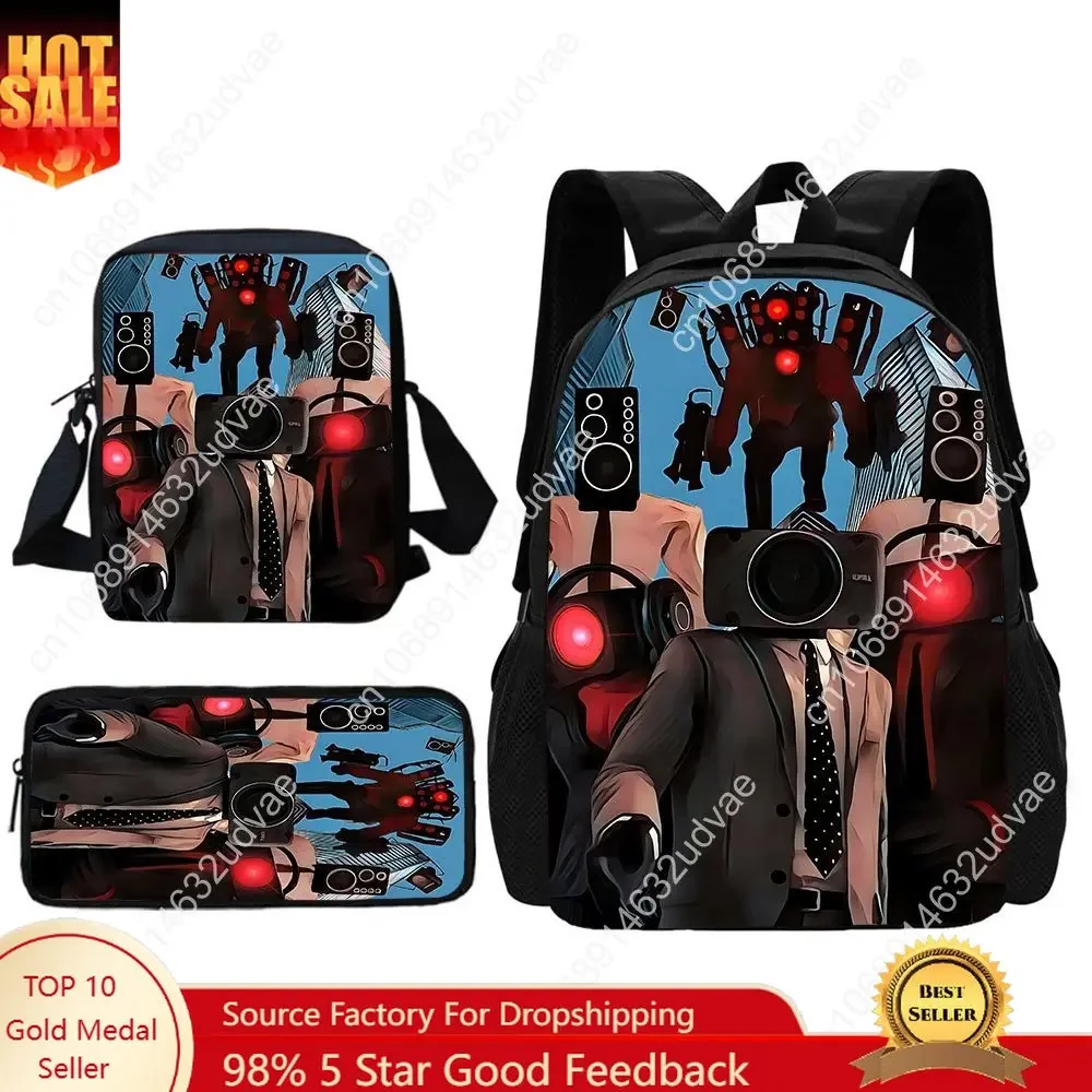 TITAN SPEAKER MAN Child School Backpack With Shoulder Bag Pencil Bags School Bags for Boys Girls Best Gift