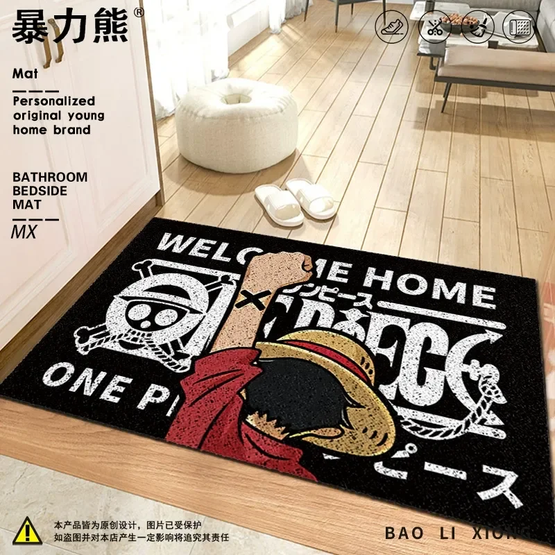 One Piece Anime Peripheral Cartoon Home Eingang Seide Kreis Bodenmatte Cuttable PVC Boden Türmatten Rutschfeste waschbare Matte Carpe