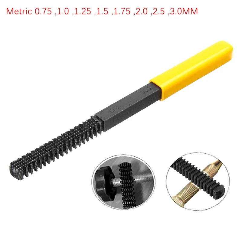 

Thread Repair File Metric Thread Restoration Repair File Cleans Damaged Threads 0.75-3mm Pitch Metal Hardware DIY Hand Tools