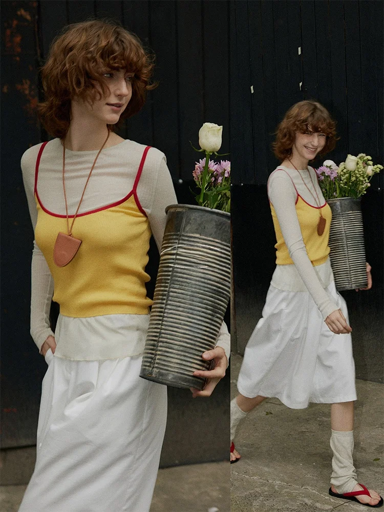 

Летний новый цветной вязаный топ BMLT: универсальный жилет для женщин, слоистый, свободный крой, повседневная одежда