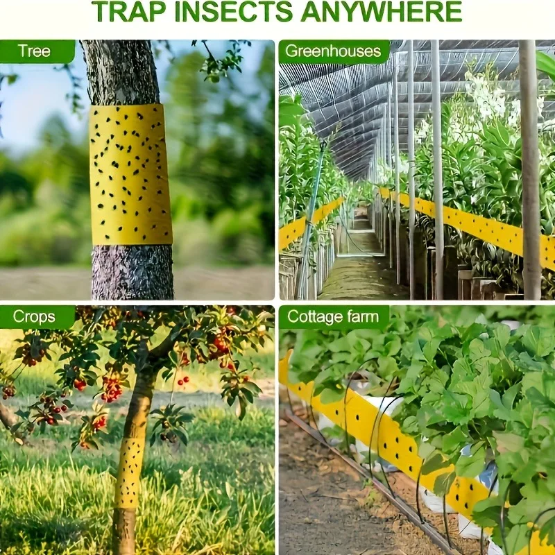 1 Rolle doppelseitiges, klebriges Insektenbarriere-Klebeband, wirksam gegen Schädlinge im Außenbereich, selbstklebend, geeignet für Bäume und Gärten – Detail 6