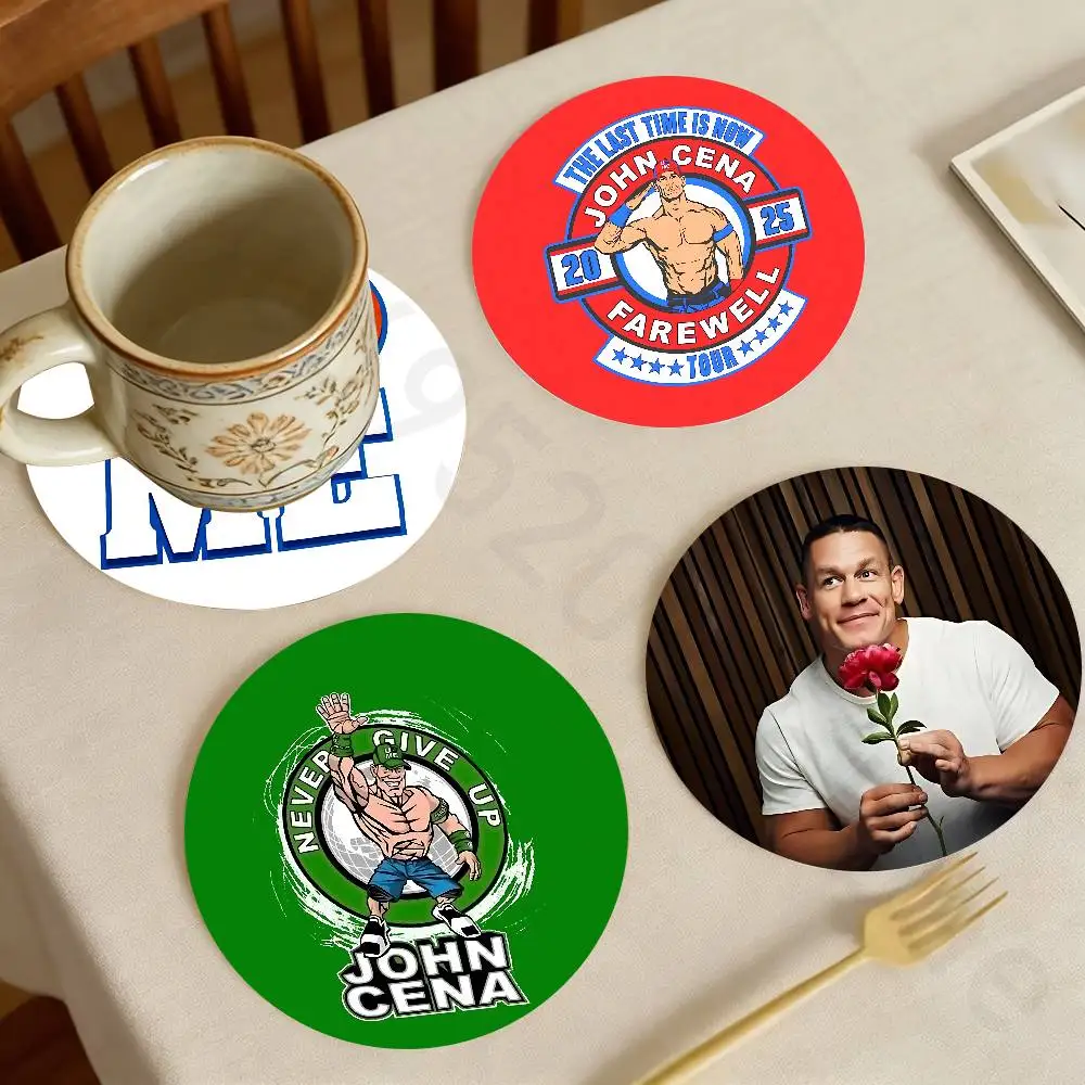 

John C-Cena Wooden Cup Coaster Tea Coffee Beverage Colour Printing Cup Mat Home Restaurant Decorations