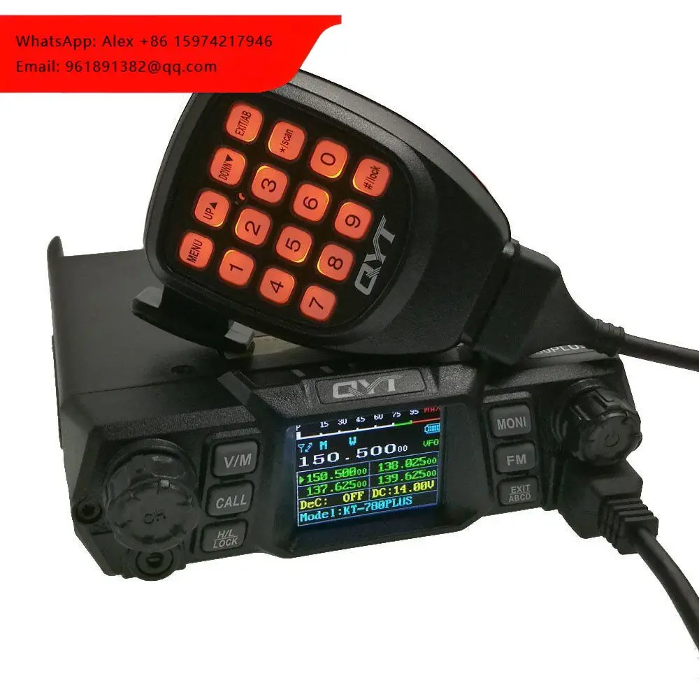 

Рация QYT KT-780 Plus 100W, популярная портативная цифровая автомобильная радиостанция с высокой выходной мощностью 10W для дальней связи.