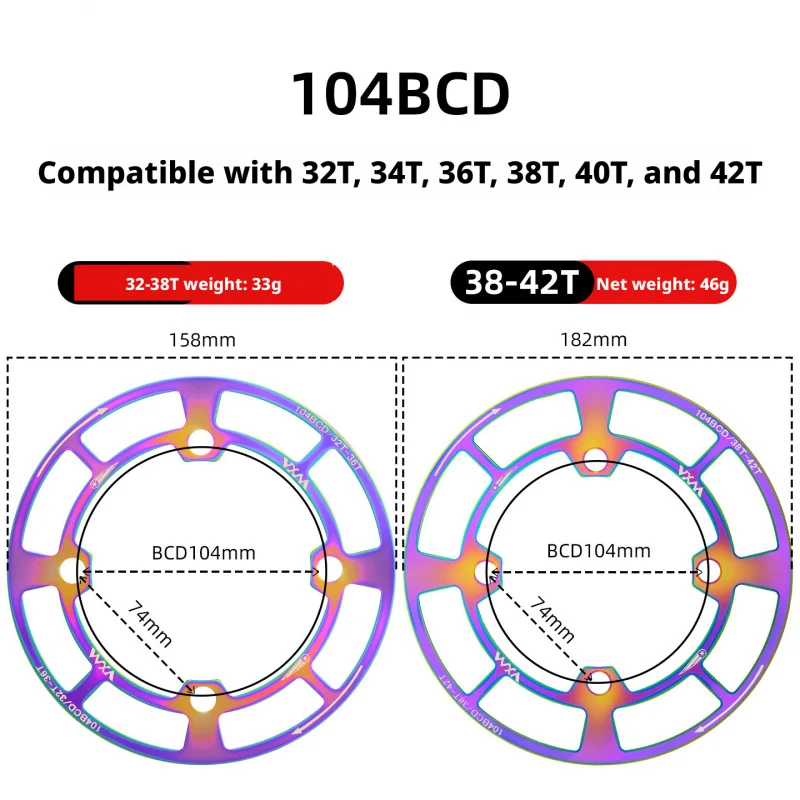 104 BCD Chainring Guard for Mountain Bike, Single Speed Bash Guard, 32T-42T Chain Protection Cover, Aluminum Alloy for Merida - view 3