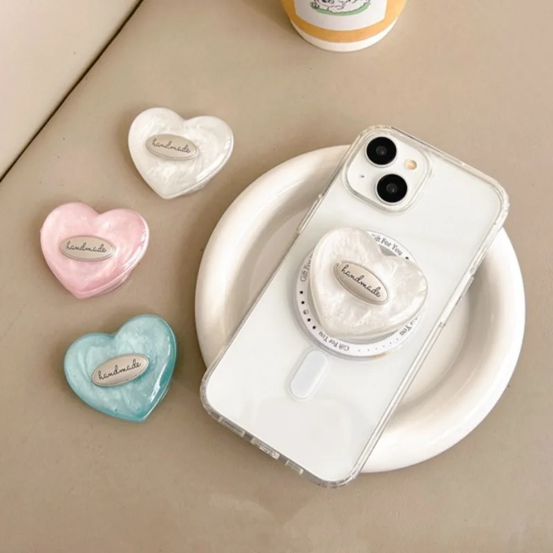 

1PC Fashion Heart Shaped Phone Grip Holder Portable Magnetic Colorful Love Pattern Universal Cell Phone Stand
