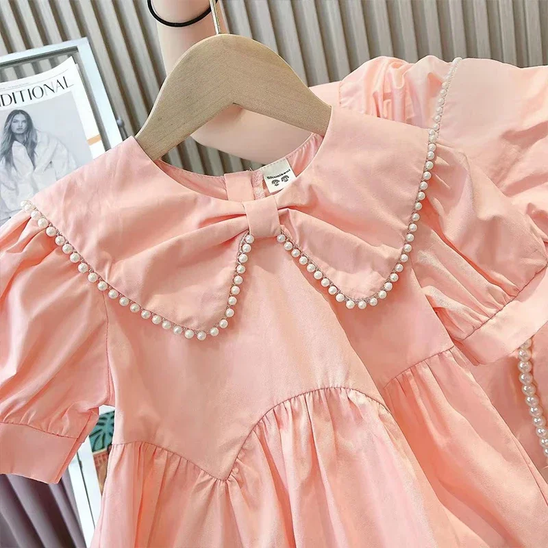 Summer Women Girls Cute Doll Collar Family Dress Mother Daughter Family Matching Dresses Mommy And Me Mini Dress Family Look