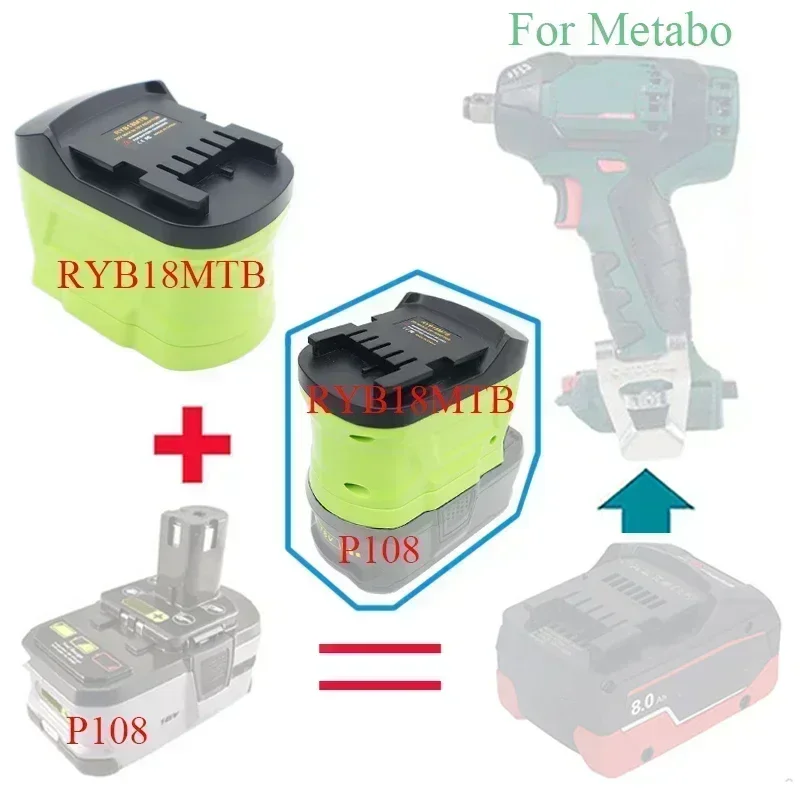 RYB18HK RYB18EIN RYB18BOS RYB18MTB Converter Adapter for Ryobi Lithium P103 P108 To for Metabo for Einhell for Hitachi for Bosch