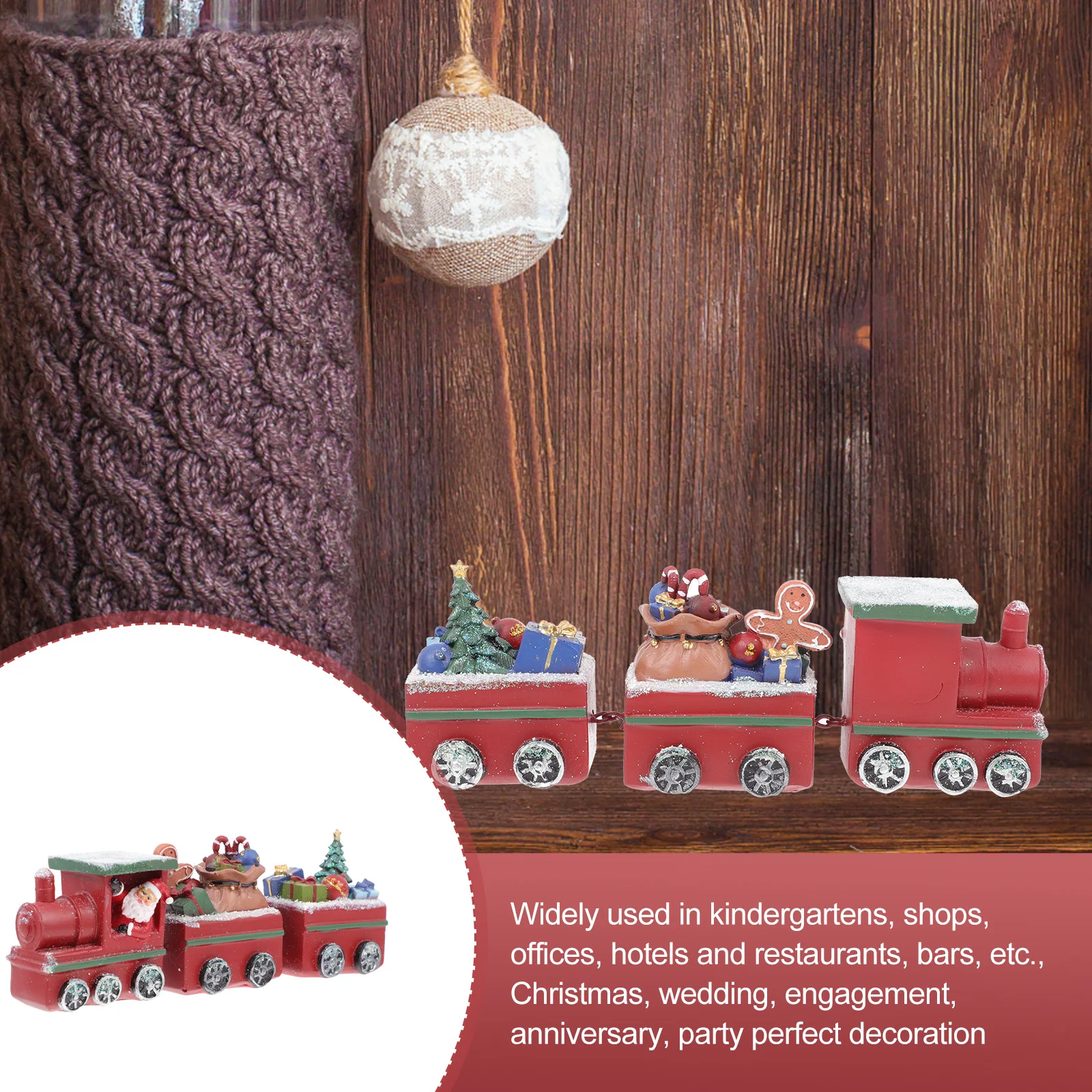 

1Pcs Christmas Resin Train Decoration Mini Ornament Home Desktop Holiday Display Train Decor Resin Craft Desktop Decoration