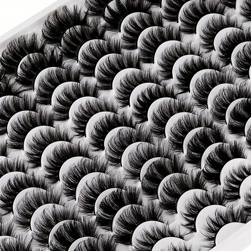 False Eyelashes 48 Pairs 6 Styles Mixed Fluffy Curled Fake Eye Lashes Dramatic Thick 5D Wispy Strip Faux Mink Eyelashes - Eyes M