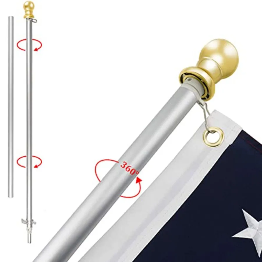 

Flag Pole Free-Spin Anti-Wrap Residential or Commercial 6Feet Outdoor Flagpole