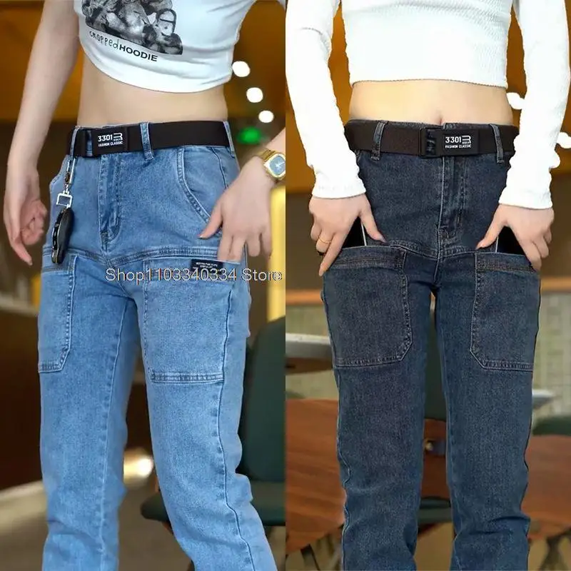 남성용 얇은 하이 엔드 루즈 팬츠, 다목적 멀티 포켓 스트레이트 탄성 캐주얼 바지, 용수철 신제품