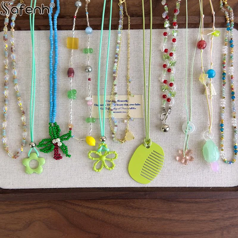 1 قطعة الصيف الأخضر اليدوية مطرز المختنق قلادة ضوء تصميم فاخر سلسلة الترقوة مجوهرات 2026 الإكسسوارات #1