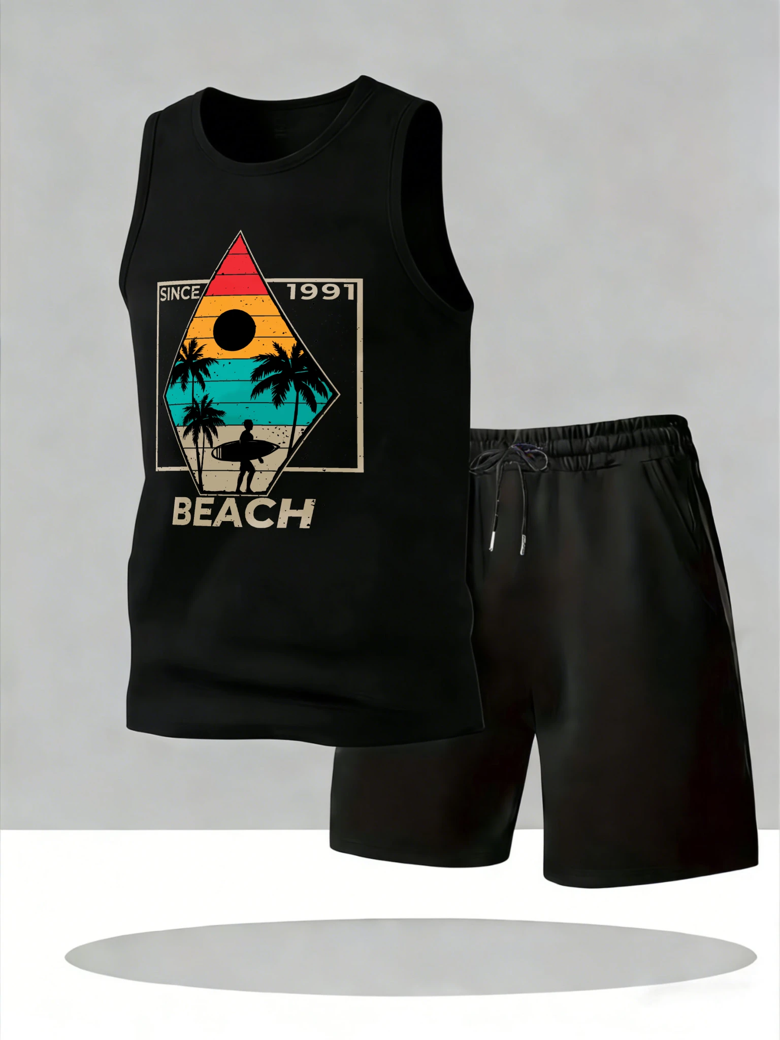 

Men's Tank Top Sets 2026 Summer Quick drying running crewneck Breathable oversize men's suits sports beach sets for men