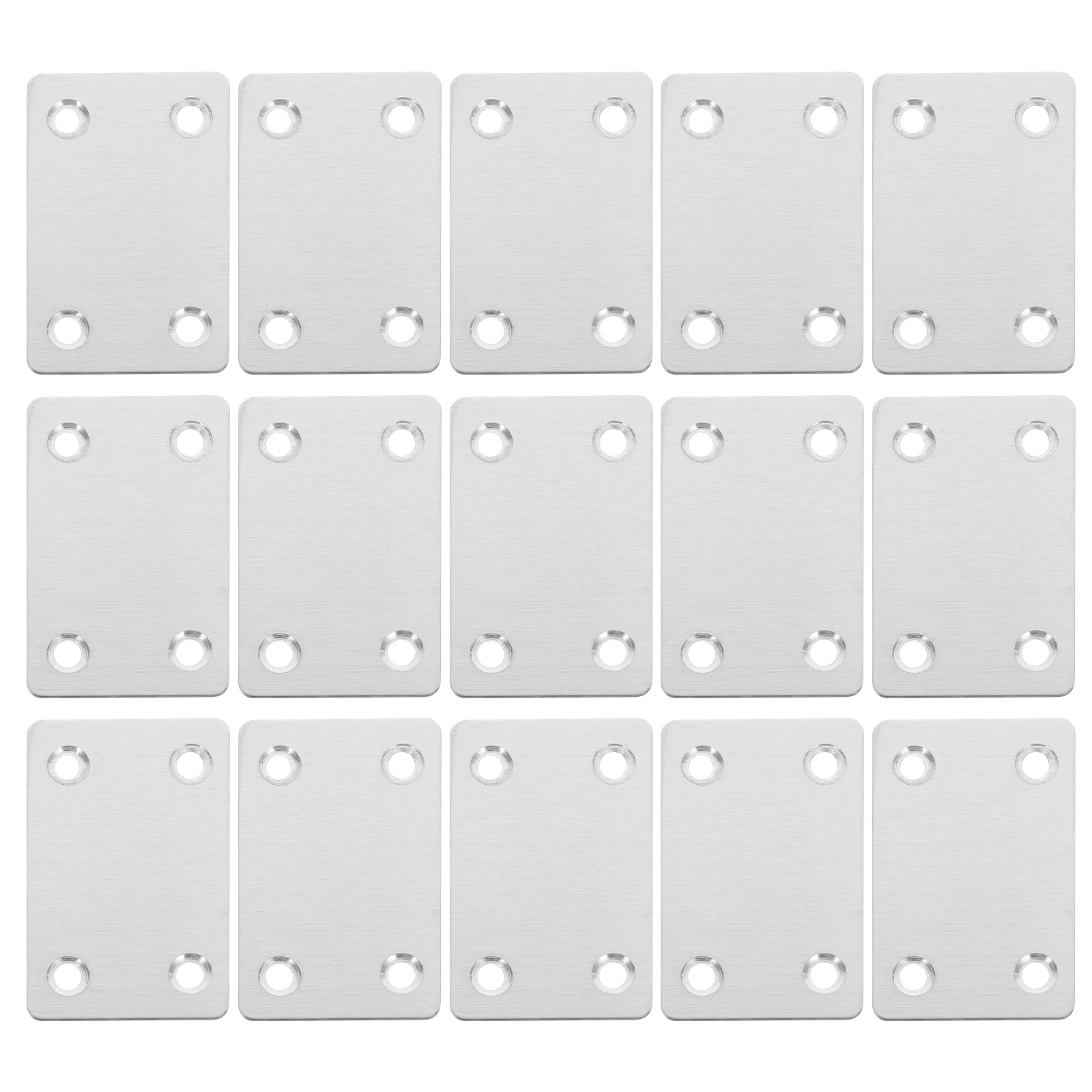 20 Pcs Furniture Corner Code Stainless Steel Straight Plates Metal Flat Joining