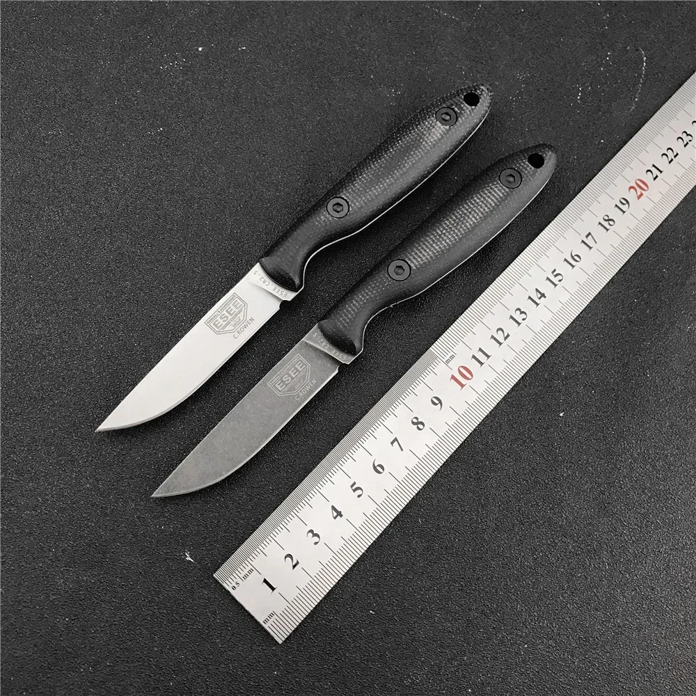 Stonewashed DC53 Steel Mini Fixed Blade Outdoor Survival Hunting Knife EDC Tactical Military Gear Gift with Kydex Sheath