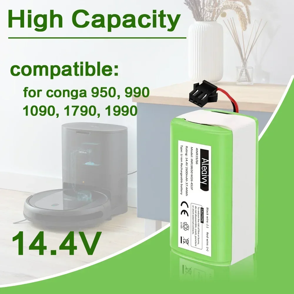 14.4V Li-Ion para Conga Exzellenz 990 1090 Ecovacs Deebot N79S N79 DN622 Eufy Robovac 11 11S 12 35C X500 Alta capacitância 18650