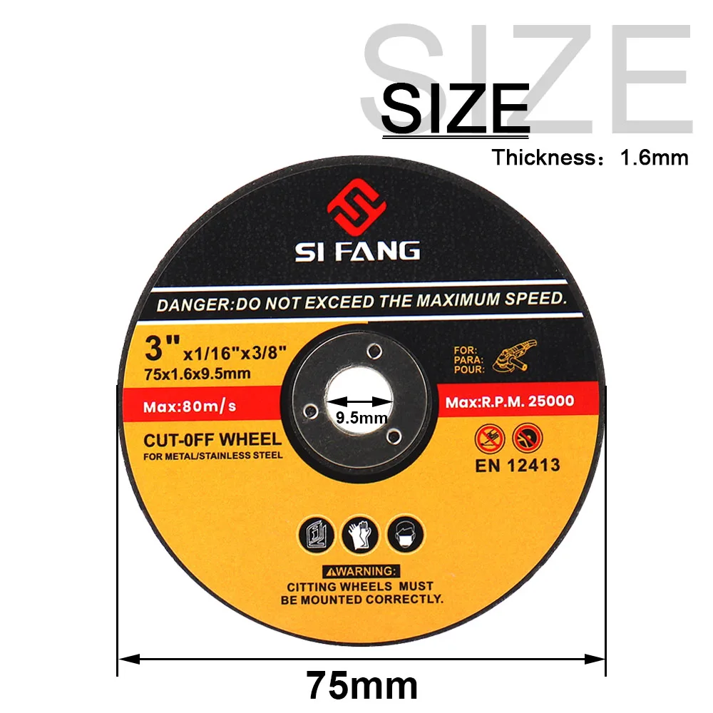 75mm 3" Resin Cutting Disc Saw Blade Grinding Cutting Disc with 1/4" Shank Mounting Mandrel For Rotary Tool Metal Cutter Power T