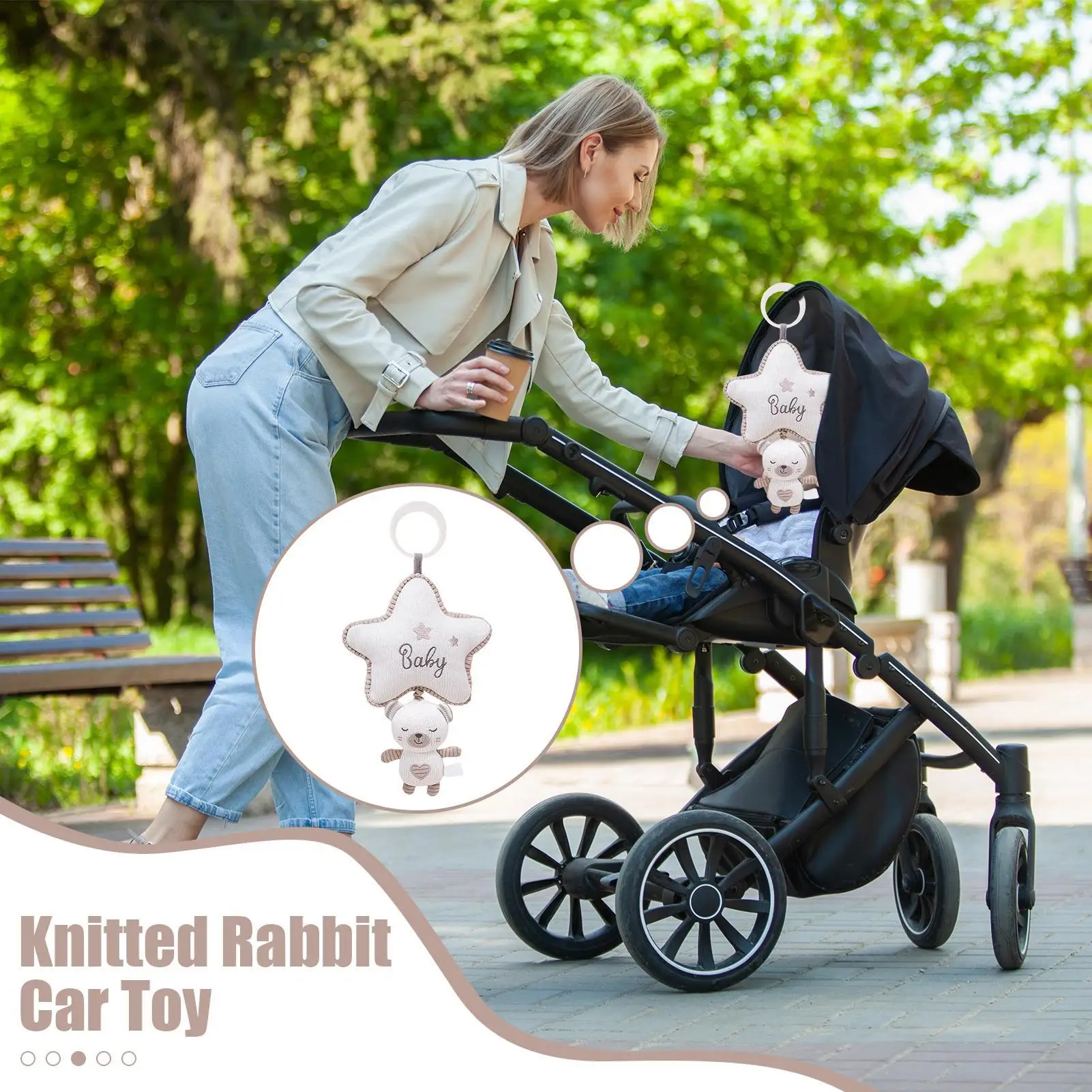 Baby Musical Toy Musical Rattle Baby Hangable Bunny Cute Bunny Doll With Music Box Yarn Knitting Art For Bassinet Cribs Pram Car