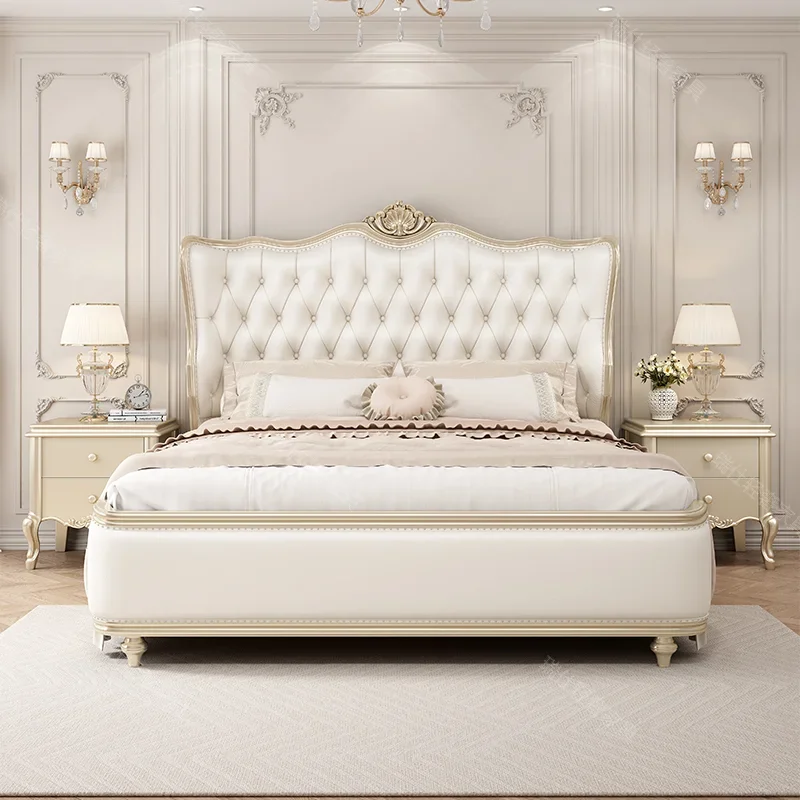 

Minimalist Aesthetics Bed Designer Wedding Simple Fashionable Bed Confortable Princess Frame Wood Muebles Nordic Furniture