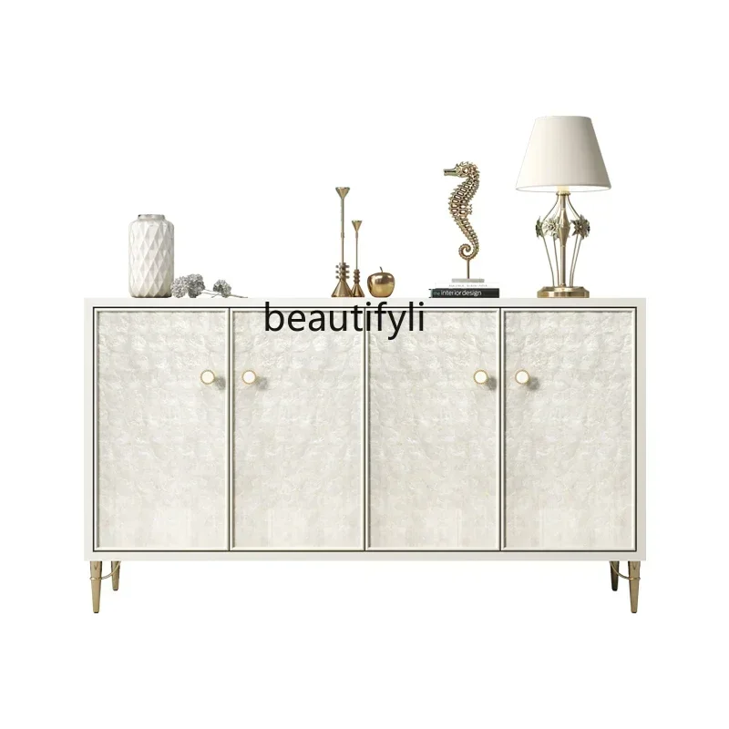 32 Light luxury shell entrance cabinet Solid wood high-end locker Simple living room decorative dining side cabinet