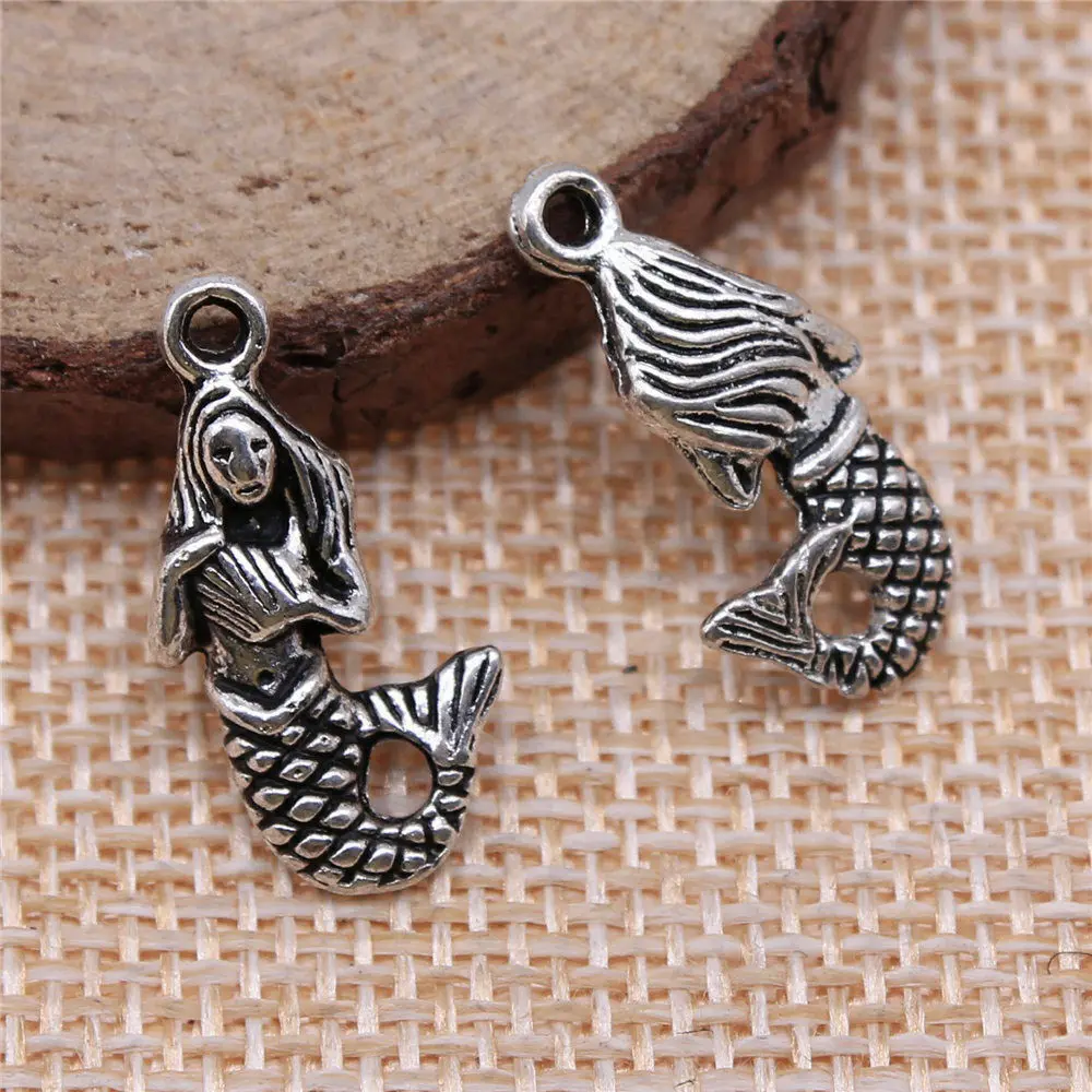 Pendant Mermaid Charms Jewellery Making Supplies 22x12mm 10pcs