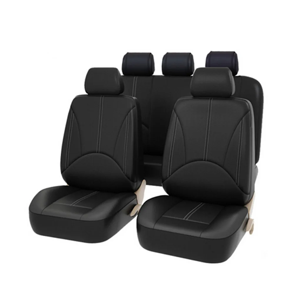 

9 Pcs Car Seat Covers PU Waterproof Universal Full Set Split Bench Cover Easy Install Automotive Interior Accessories