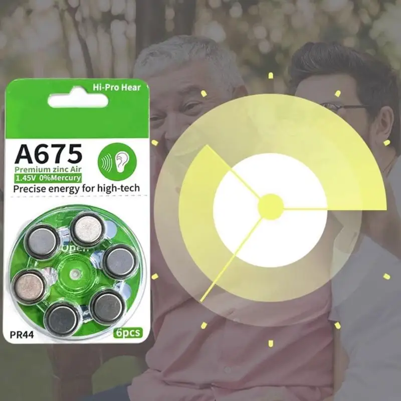 2025 6 sztuk A675 Baterie powietrza cynkowego A675/PR44 BATKUM BATKUM DO EARD CANAL