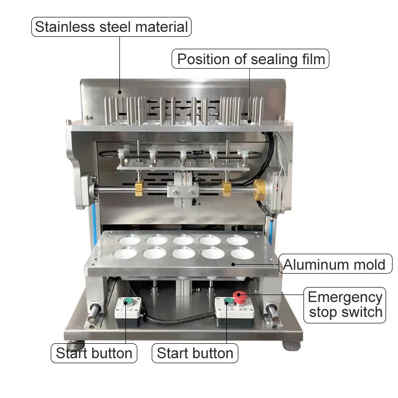 Automatic Pneumatic Sealing Machines Plastic Cup  Sealer Wrapping Machines Automatic Suction Film Sealer for Small Pot Tea