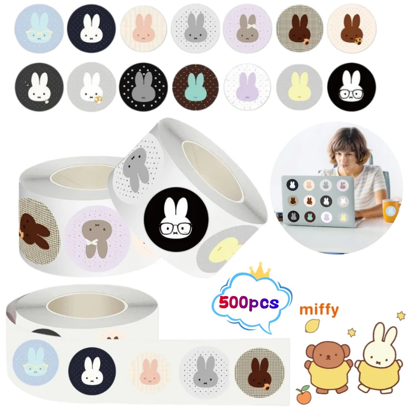 Miffy Kaninchen Aufkleber-Set 500 Stück Hochwertige Farbige Niedliche Cartoon-Sticker Kreative Handyhüllen Desktop-Graffiti Wasserfeste Aufkleber
