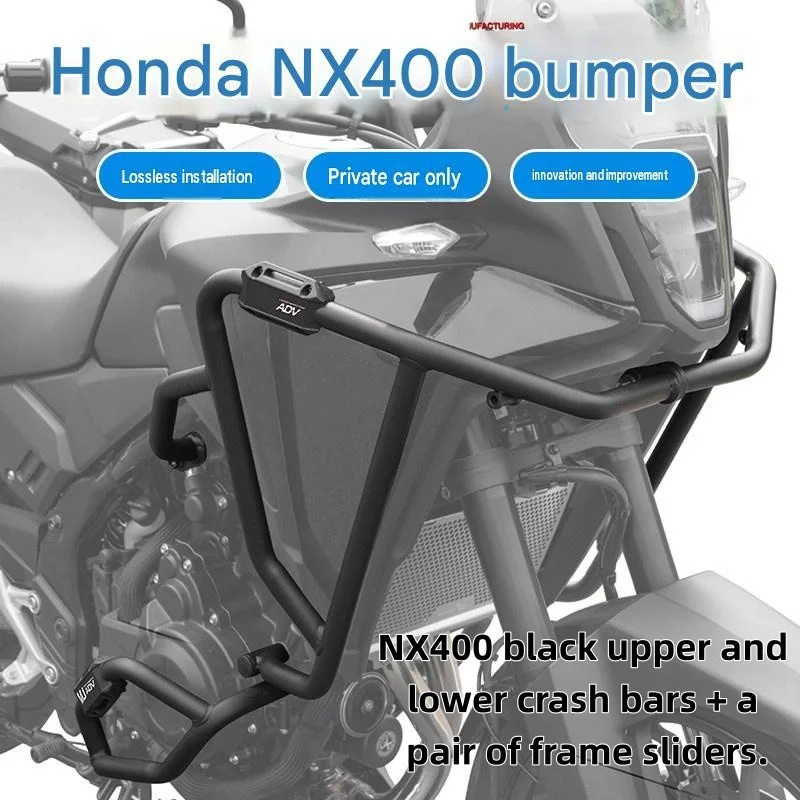 Carbon Steel Upper & Lower Full Wrap Crash Bar & Rear Luggage Rack, No Cut Modification Fit for Honda NX500 NX400