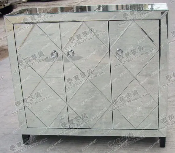 Three doors mirror shoe cabinet mirror furniture glass shoe cabinet side cabinet