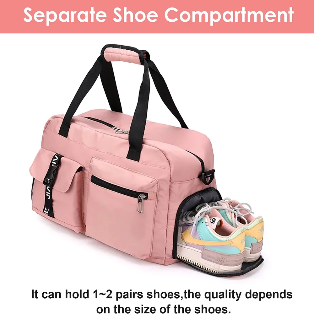 Sports Gym Duffle Bag with Shoes Compartment Weekend Travel Overnight Bag for Women and Mens Foldable For Swimming Basketball