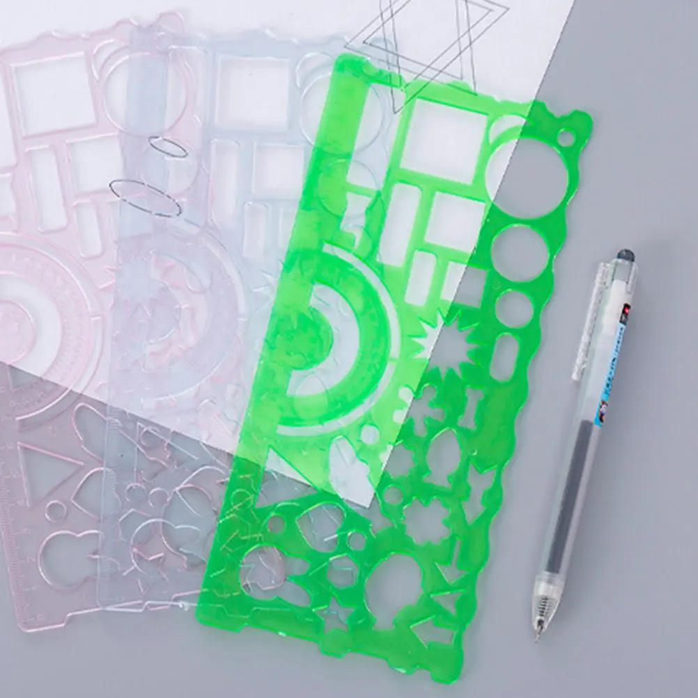 

Набор из 12 пластиковых геометрических трафаретов-линейек для черчения, инструменты для студентов, архитектурные измерительные принадлежности