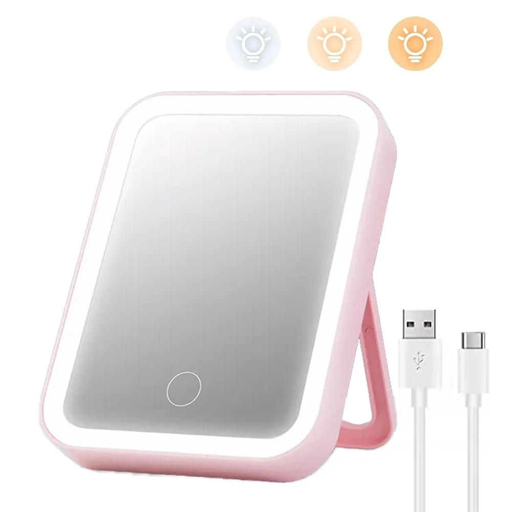 

Светодиодное зеркало для макияжа, сенсорный экран, 1/3 цвета, освещение для путешествий, портативное косметическое зеркало, компактное косметическое зеркало, инструменты для макияжа