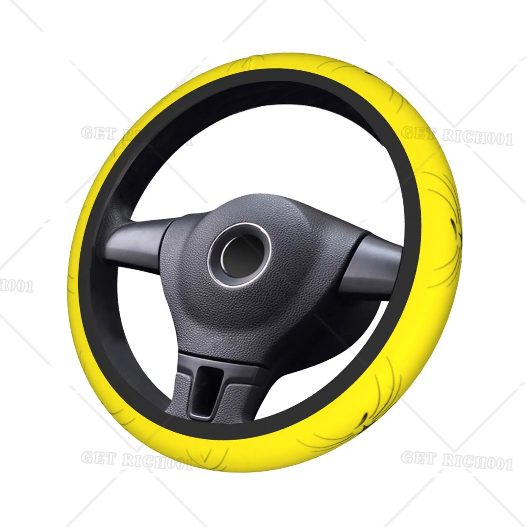 Eyes Yellow Car Steering Wheel Cover Men Women Car Accessories Interior Print Durablb Soft To Touch Wheel Cover One Size