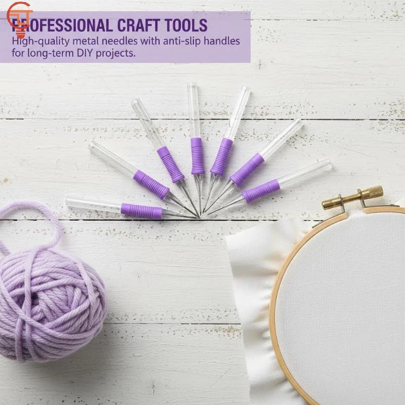 Punch Needle Kit - DIYクラフト耐久性のあるパンチニードル刺繍ペン糸通しキット、手作りギフト作成のための編み物と織物用