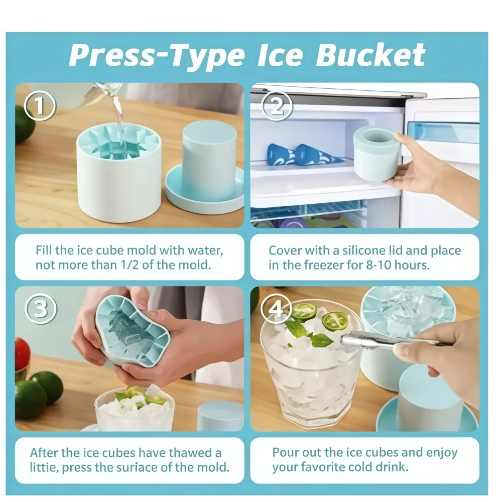 Food Grade Silicone Ice Bucket Cup Mold for Home Bar Quick Freeze Ice Cubes Tray Whiskey Beer Maker with Creative Design