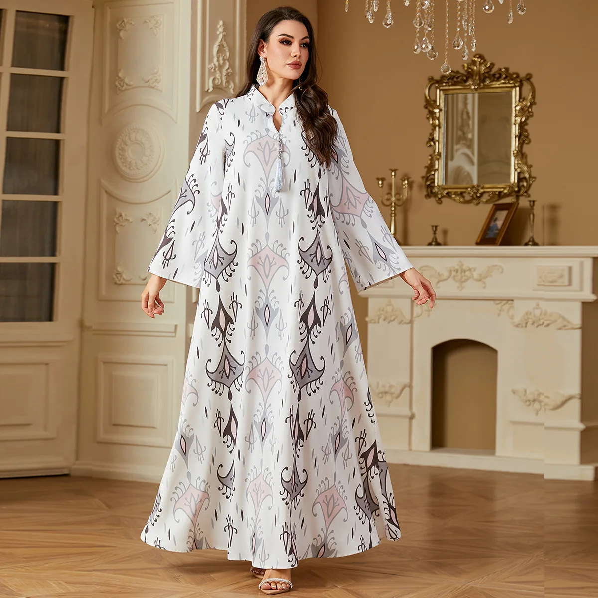 

4240 Women's Muslim Abaya Fashion Digital Print Long Dress Arabic Dress Long Dress Robe Abaya Ramadan Dubai Luxury Islam Elegant