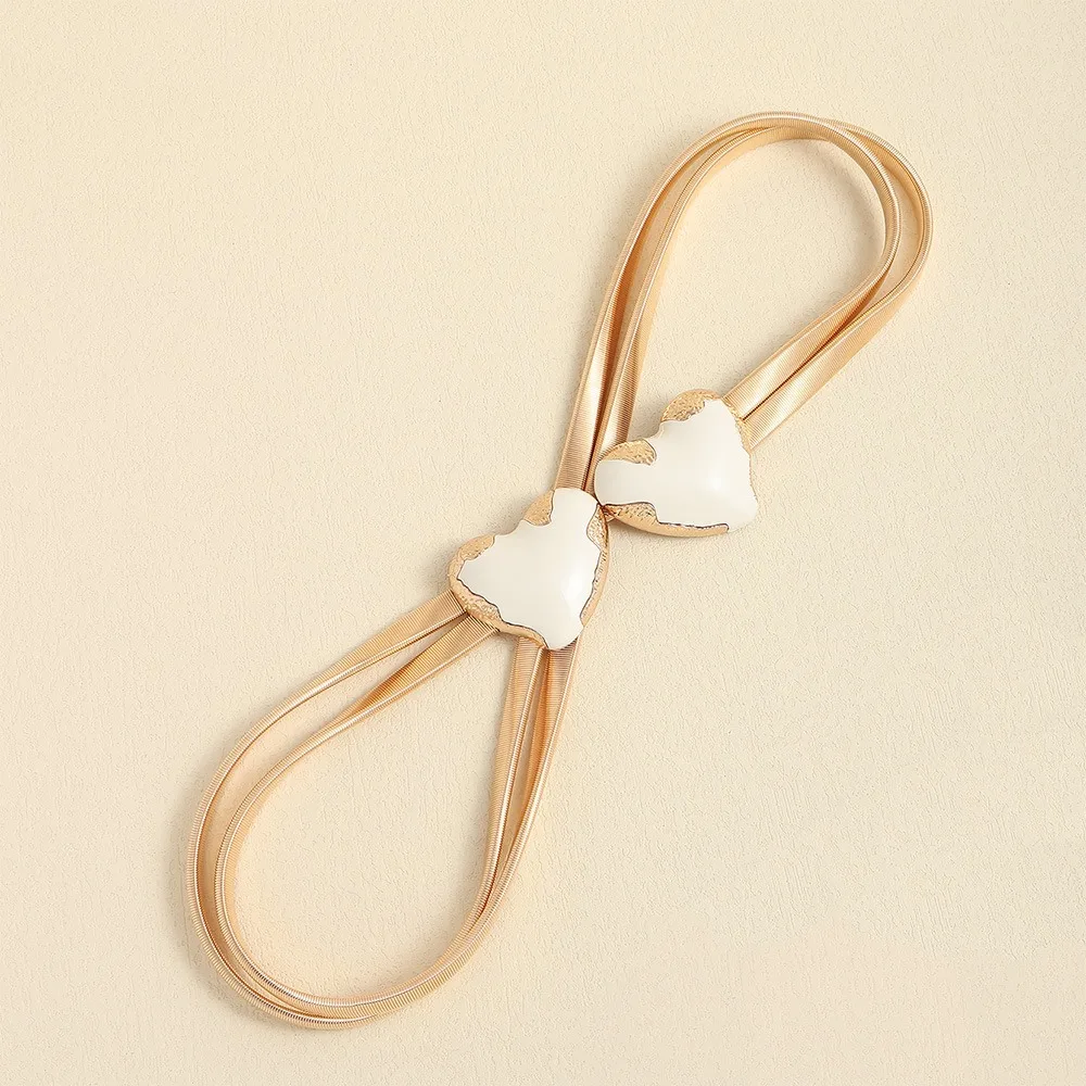 

Fashion Traceless Elastic Spring Belt Stealth Metallic Heart Belt Glossy No Punching Stretch Waist Belt Pants