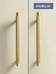 Nurlin Solid Brass Furniture Handles Modern Knurled Patter Antique Matt Brass Black Color Cabinet Knobs T-Bar Pull Handle