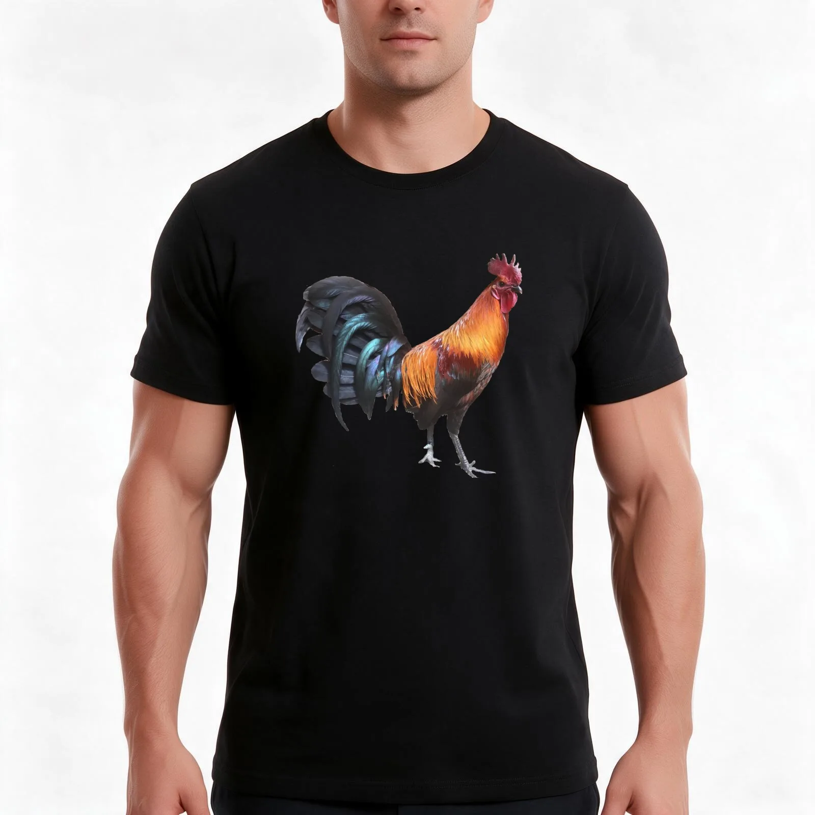 Gallos Gamefowl - Black Stag T-Shirt, Summer Casual Cotton Tee, Oversized Streetwear Tops, Vintage Graphic Print, 100% Cotton