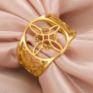 Likegreat-witch Knot Ring für Männer und Frauen, Edelstahl-Fingerringe, keltisches Vintage-Amulett, Schutzpaarschmuck, Geschenke Ocos 10 Hauptverkäufe Celtic Accessoires - №9