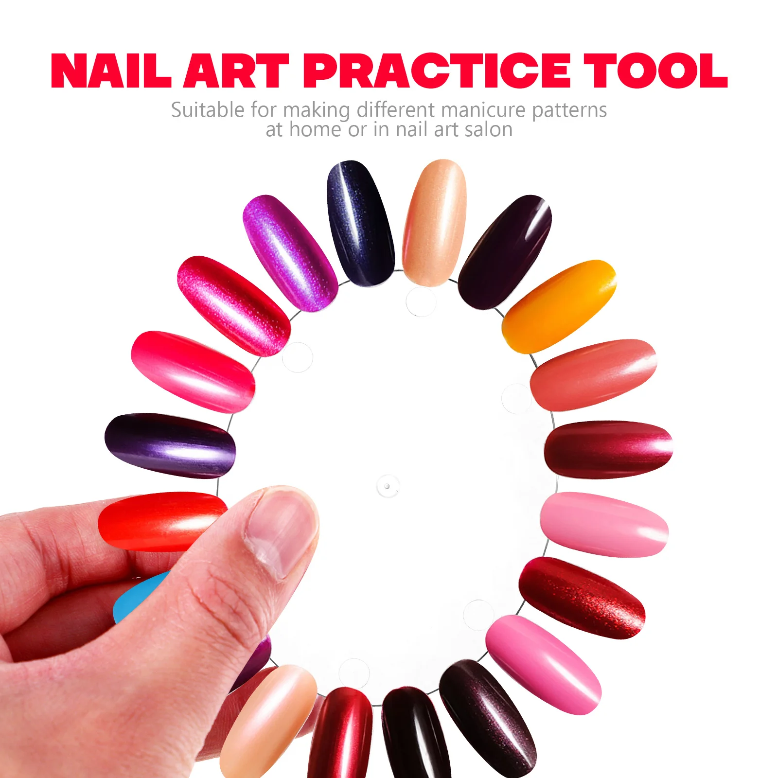 Ruota per pratica delle unghie trasparente Display acrilico premium per la selezione dei colori dello smalto gel Strumento per punte per nail art fai da te Accessori per unghie finte
