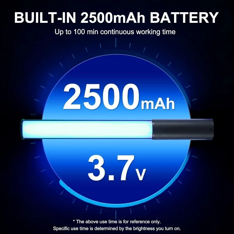 RGB LED Light Wand with Remote Control, Handheld 360°RGB Video Light Wand Stick for Photography, 2500mAh Built-in Rechargable Cu